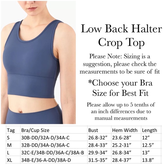 Ocean Blue Yoga Sport Halter Low Back Crop Top - Picture 16 of 16